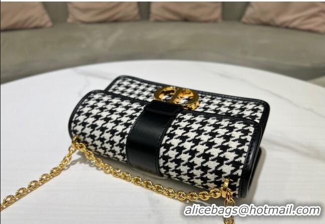 Promotional Dior 30 Montaigne East-West Bag with Chain in Black and White Houndstooth Embroidery CD5011