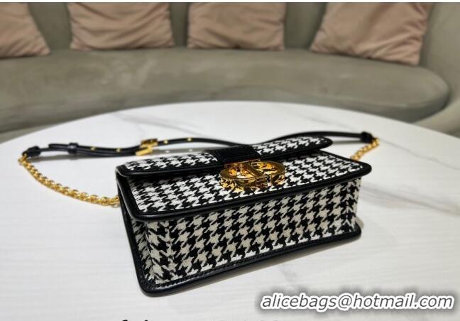 Promotional Dior 30 Montaigne East-West Bag with Chain in Black and White Houndstooth Embroidery CD5011