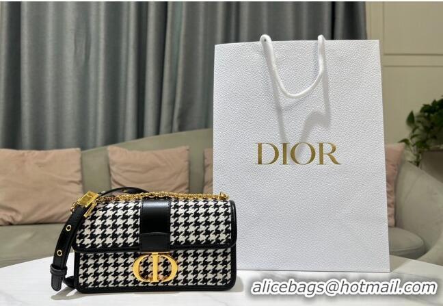 Promotional Dior 30 Montaigne East-West Bag with Chain in Black and White Houndstooth Embroidery CD5011