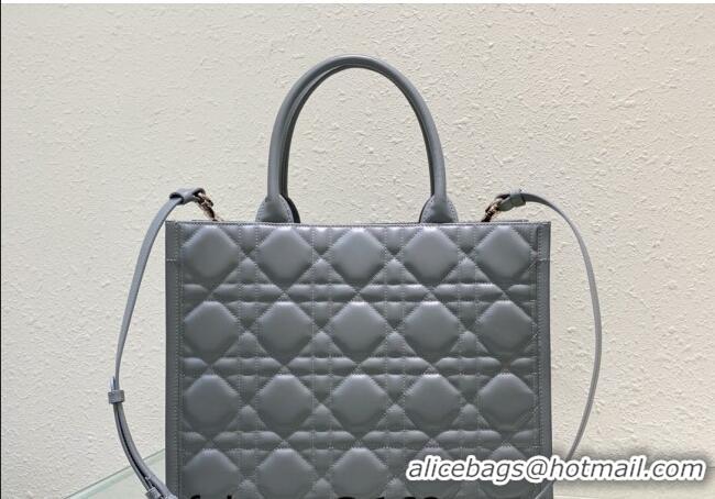 Good Taste Dior Medium Tote Bag in Cannage Calfskin DR111501 Grey