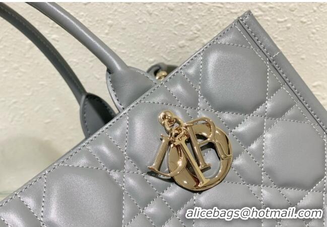 Good Taste Dior Medium Tote Bag in Cannage Calfskin DR111501 Grey