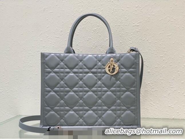 Good Taste Dior Medium Tote Bag in Cannage Calfskin DR111501 Grey