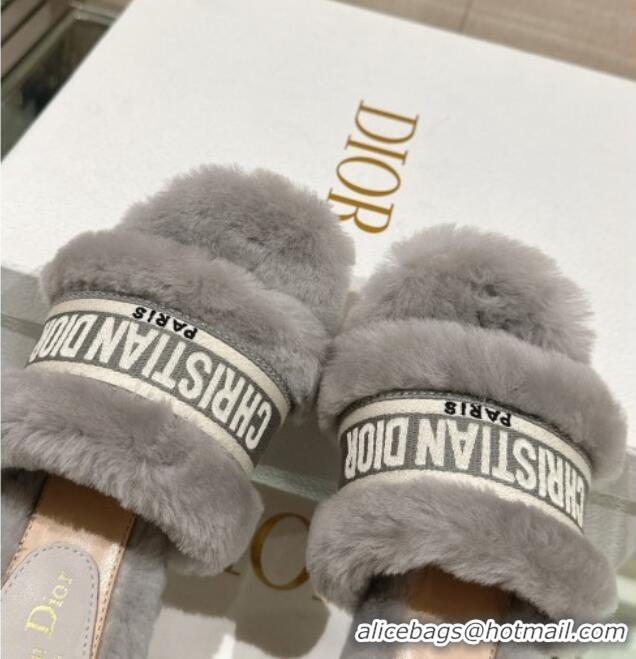 Inexpensive Dior Wool Heel Slide Sandals 6.5cm Grey 026102