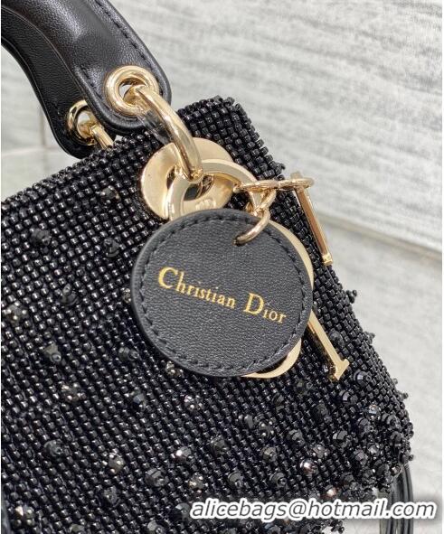 Super Quality Dior Lady Dior Micro Bag in Beads and Crystals Embroidery 1115 Black 2023