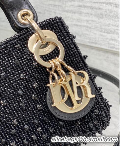 Super Quality Dior Lady Dior Micro Bag in Beads and Crystals Embroidery 1115 Black 2023