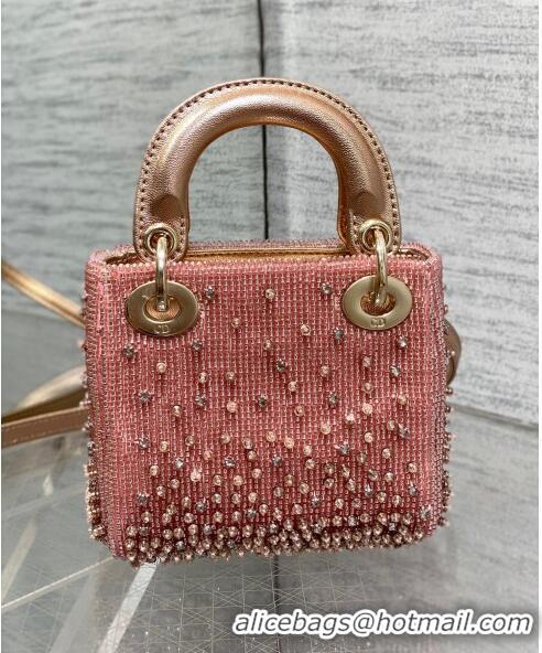 Top Design Dior Lady Dior Micro Bag in Beads and Crystals Embroidery 1115 Pink 2023