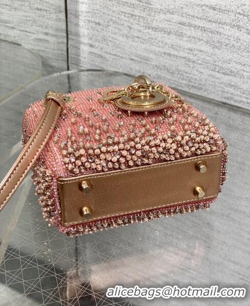 Top Design Dior Lady Dior Micro Bag in Beads and Crystals Embroidery 1115 Pink 2023