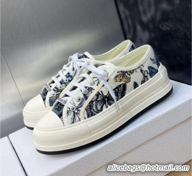 Lower Price Dior Walk'n'Dior Platform Sneakers in Blue Embroidered Cotton with Toile de Jouy Mexico Motif 103085