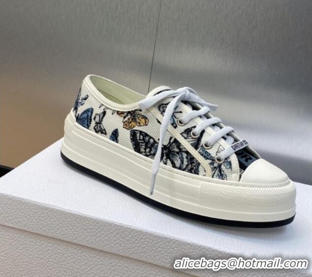 Lower Price Dior Walk'n'Dior Platform Sneakers in Blue Embroidered Cotton with Toile de Jouy Mexico Motif 103085