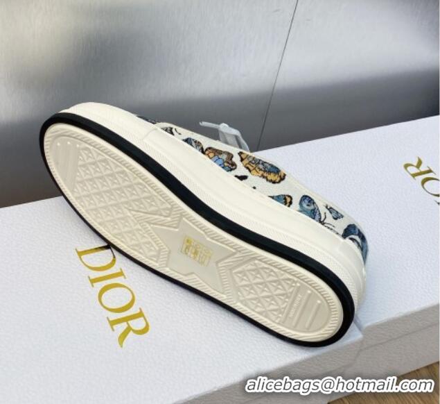 Lower Price Dior Walk'n'Dior Platform Sneakers in Blue Embroidered Cotton with Toile de Jouy Mexico Motif 103085