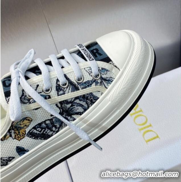 Lower Price Dior Walk'n'Dior Platform Sneakers in Blue Embroidered Cotton with Toile de Jouy Mexico Motif 103085