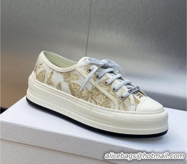 Cheap Price Dior Walk'n'Dior Platform Sneakers in Beige Embroidered Cotton with Toile de Jouy Mexico Motif 103086