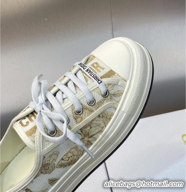 Cheap Price Dior Walk'n'Dior Platform Sneakers in Beige Embroidered Cotton with Toile de Jouy Mexico Motif 103086