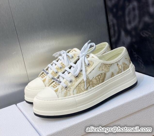 Cheap Price Dior Walk'n'Dior Platform Sneakers in Beige Embroidered Cotton with Toile de Jouy Mexico Motif 103086