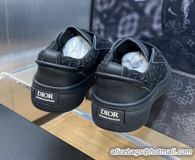 Stylish Dior B33 Low-top Sneakers in Black Smooth Calfskin and Oblique Raised Embroidery 103088