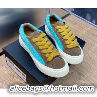 Durable Dior B33 Low-top Sneakers in Fur-Cloth and Suede Brown/Light Blue 103091