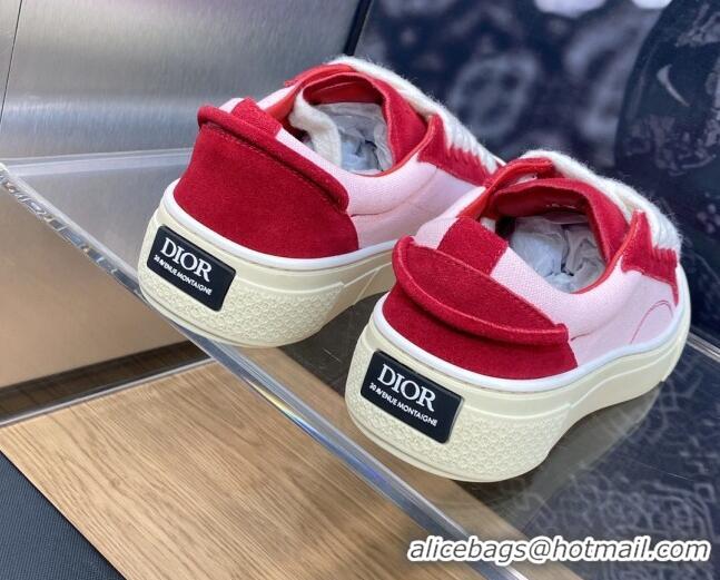 Hot Style Dior B33 Low-top Sneakers in Fabric and Suede Light Pink/Red 103092