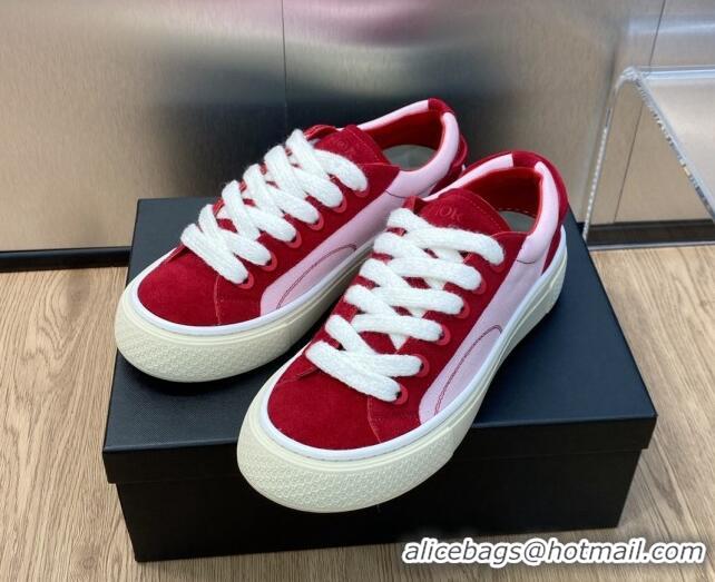 Hot Style Dior B33 Low-top Sneakers in Fabric and Suede Light Pink/Red 103092