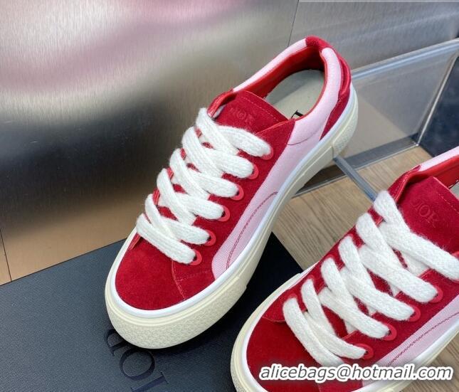 Hot Style Dior B33 Low-top Sneakers in Fabric and Suede Light Pink/Red 103092