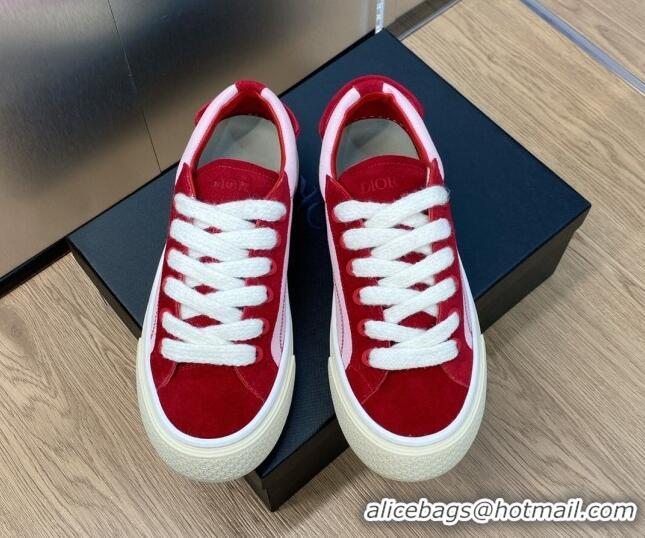 Hot Style Dior B33 Low-top Sneakers in Fabric and Suede Light Pink/Red 103092