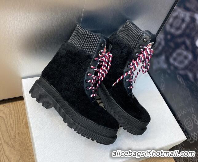 Affordable Price Dior D-Hike Ankle Boots in Wool and Calfskin Black 103105