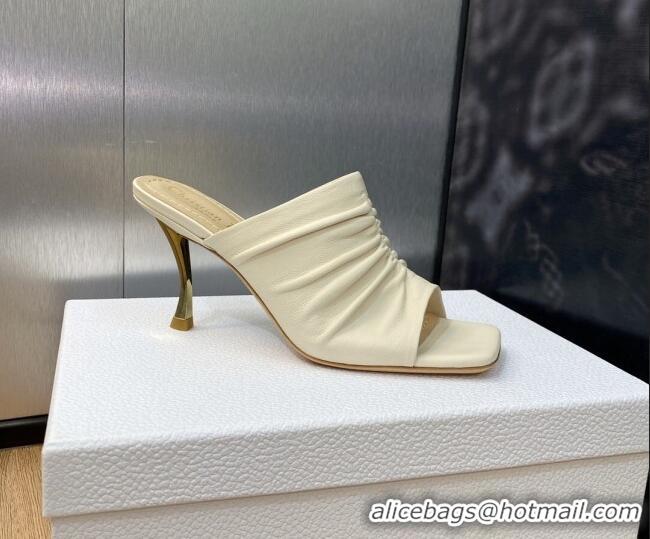 Reasonable Price Dior Fame Heel Slide Sandals 7cm in Grained Calfskin White 103111