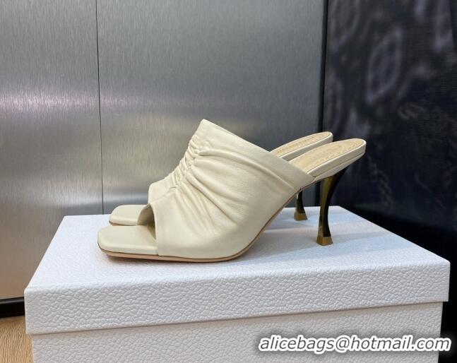 Reasonable Price Dior Fame Heel Slide Sandals 7cm in Grained Calfskin White 103111