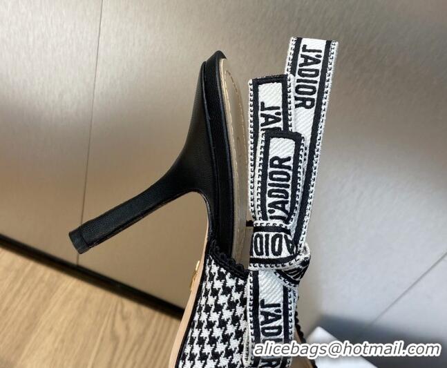 Best Price Dior J'Adior Slingback Pumps 9.5cm in Black and White Micro-Houndstooth Embroidered Cotton 103112