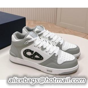 Low Cost Dior B57 Mid-Top Sneakers in Smooth Calfskin with Oblique Jacquard CD Grey/White 106108