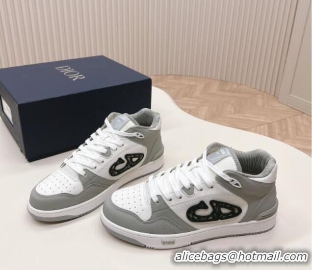 Low Cost Dior B57 Mid-Top Sneakers in Smooth Calfskin with Oblique Jacquard CD Grey/White 106108