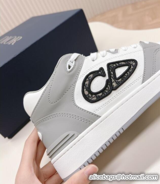 Low Cost Dior B57 Mid-Top Sneakers in Smooth Calfskin with Oblique Jacquard CD Grey/White 106108