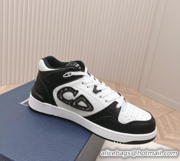 Low Price Dior B57 Mid-Top Sneakers in Smooth Calfskin with Oblique Jacquard CD Black/White 106109