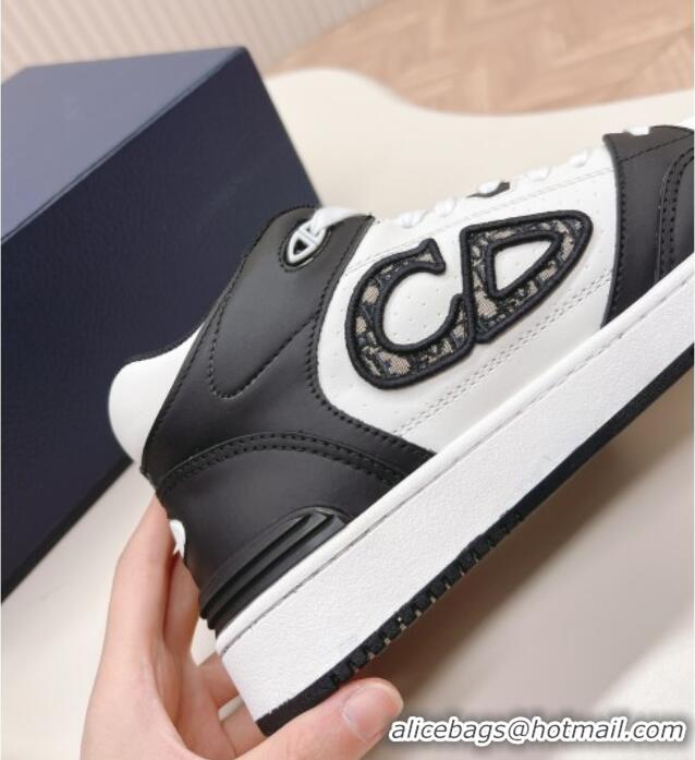 Low Price Dior B57 Mid-Top Sneakers in Smooth Calfskin with Oblique Jacquard CD Black/White 106109