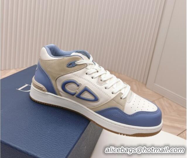 Duplicate Dior B57 Mid-Top Sneakers in Smooth Calfskin Blue/Beige 106111