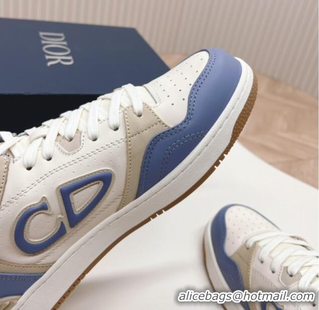 Duplicate Dior B57 Mid-Top Sneakers in Smooth Calfskin Blue/Beige 106111