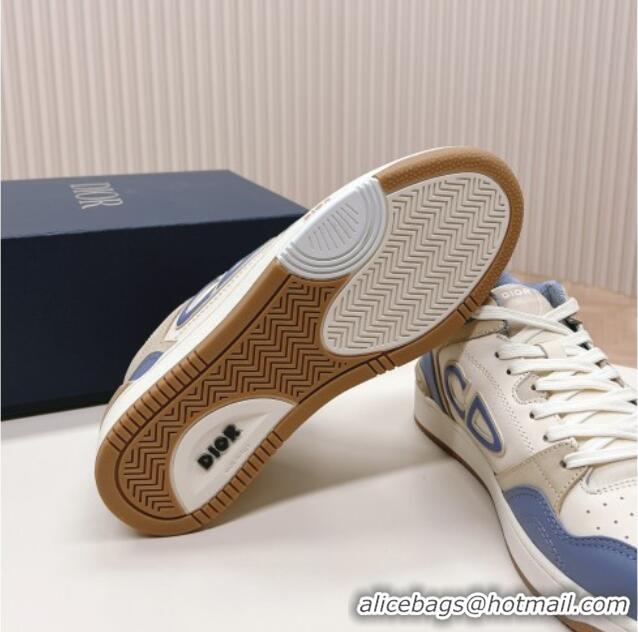 Duplicate Dior B57 Mid-Top Sneakers in Smooth Calfskin Blue/Beige 106111