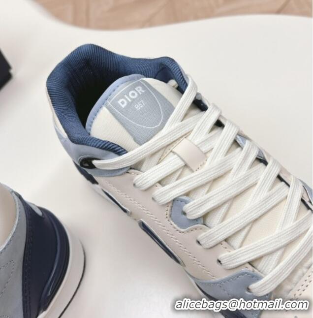 Stylish Dior B57 Mid-Top Sneakers in Smooth Calfskin Blue/Light Blue 106112