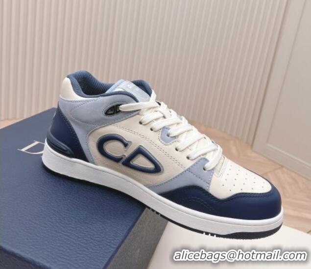 Stylish Dior B57 Mid-Top Sneakers in Smooth Calfskin Blue/Light Blue 106112