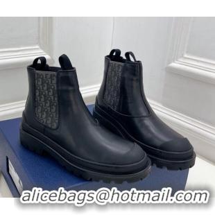 Cute Dior Explorer Ankle Boots in Black Smooth Calfskin and Oblique Motif 121087