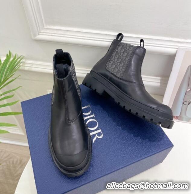 Cute Dior Explorer Ankle Boots in Black Smooth Calfskin and Oblique Motif 121087