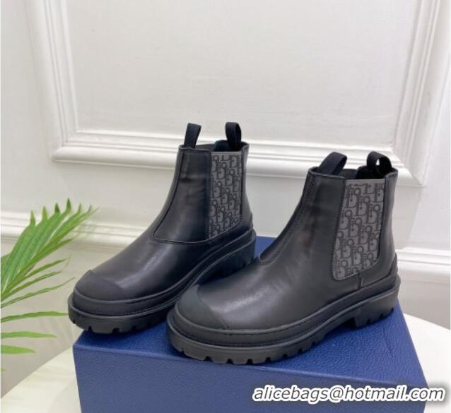 Cute Dior Explorer Ankle Boots in Black Smooth Calfskin and Oblique Motif 121087