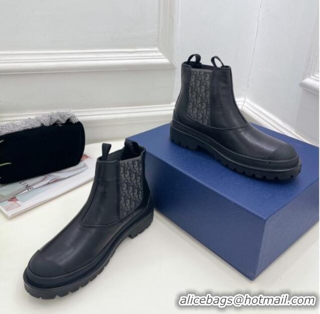 Cute Dior Explorer Ankle Boots in Black Smooth Calfskin and Oblique Motif 121087