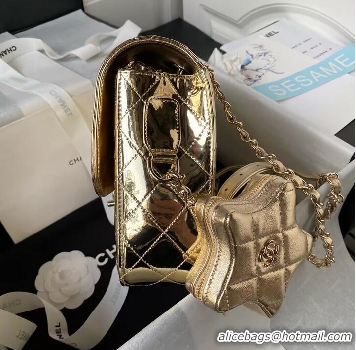 Top Grade Chanel 24C Original Leather Star Backpack Bag AS4649 Gold