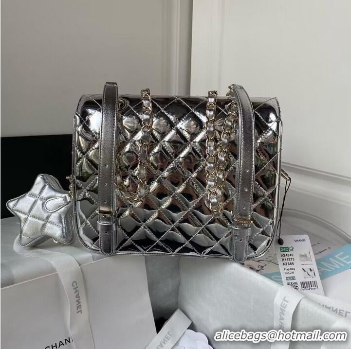 Super Quality Chanel 24C Original Leather Star Backpack Bag AS4649 Silver