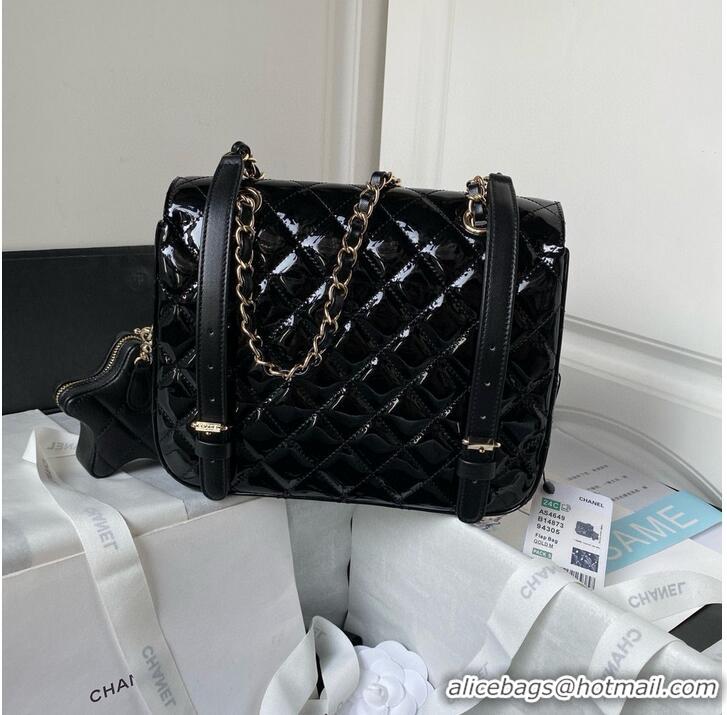 Top Quality Chanel 24C Original Leather Star Backpack Bag AS4649 Black