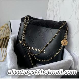 Promotional CHANEL 22 HANDBAG Sheepskin & Gold-Tone Metal AS3260 Black