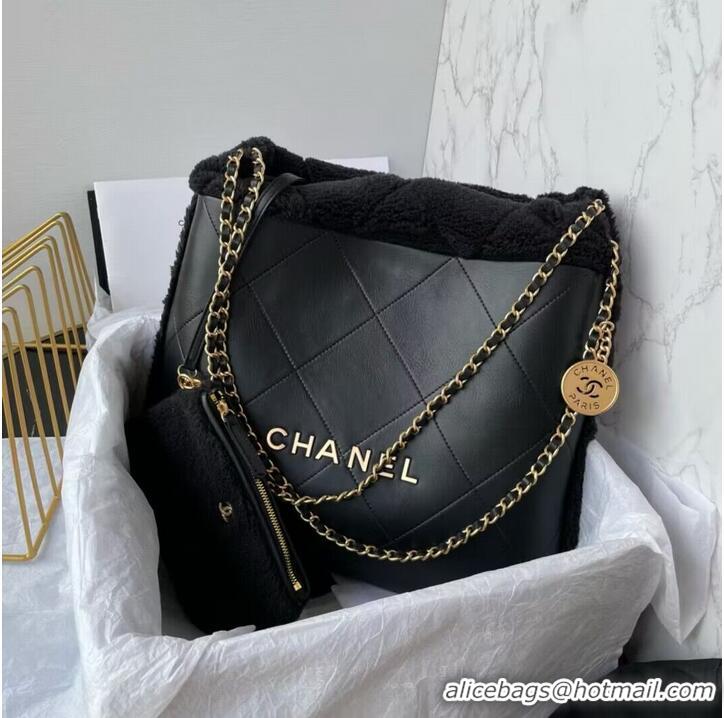 Promotional CHANEL 22 HANDBAG Sheepskin & Gold-Tone Metal AS3260 Black