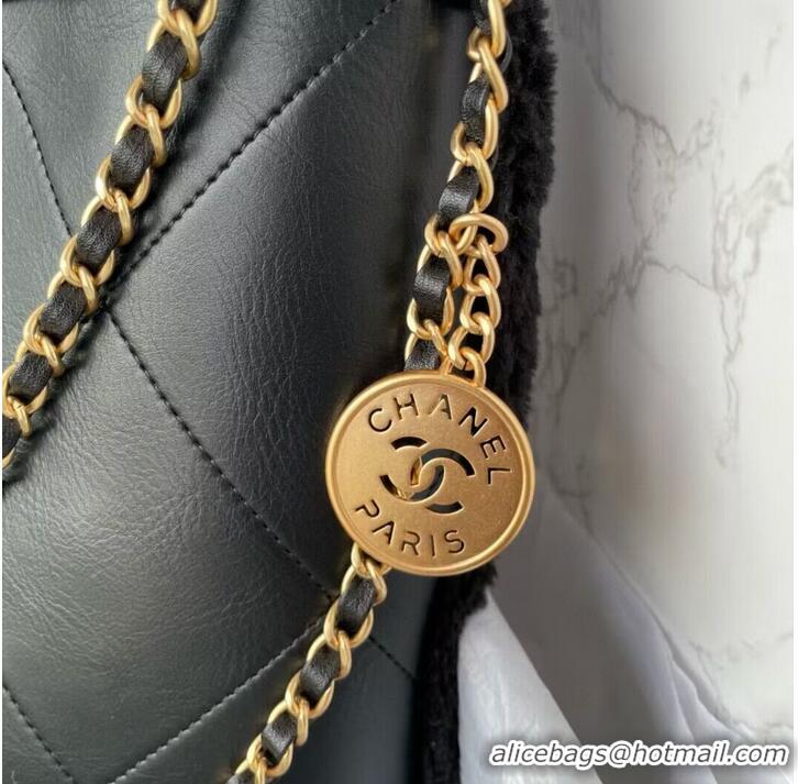 Promotional CHANEL 22 HANDBAG Sheepskin & Gold-Tone Metal AS3260 Black