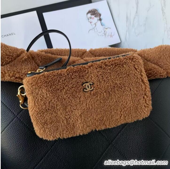 Unique Grade CHANEL 22 HANDBAG Sheepskin & Gold-Tone Metal AS3260 Black&Brown