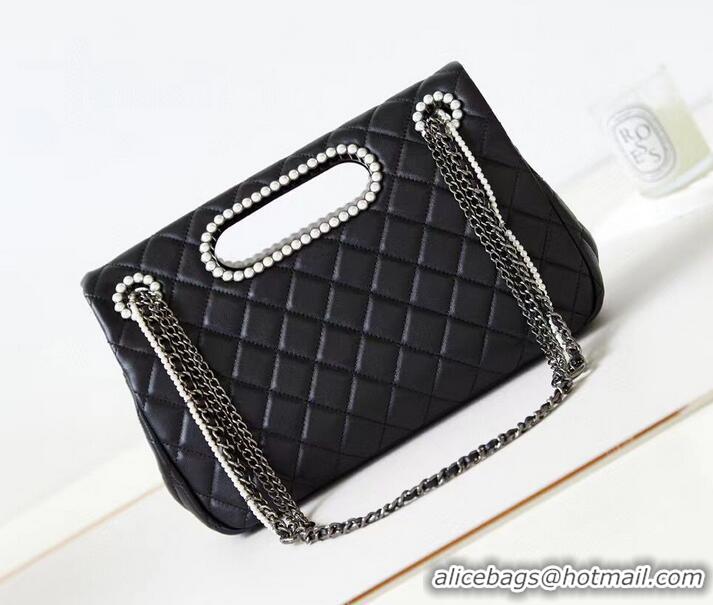 Buy Cheap Chanel Original Leather Pearl CC LOGO Bag AS4221 Black